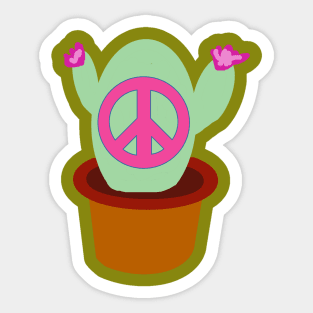 Bold and Bright Peace Sign Cactus Sticker